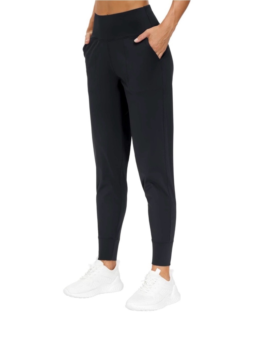 THE GYM PEOPLE High-Waisted Black Jogger Pants with Pockets size M